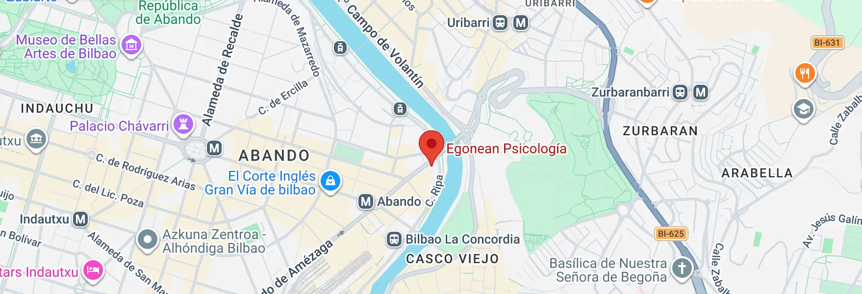Mapa de Egonean Psicología en Plaza Venezuela, 1, Bilbao